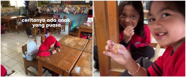 Hormati temannya sedang puasa, aksi siswa SD saat jam makan siang ini bikin salut