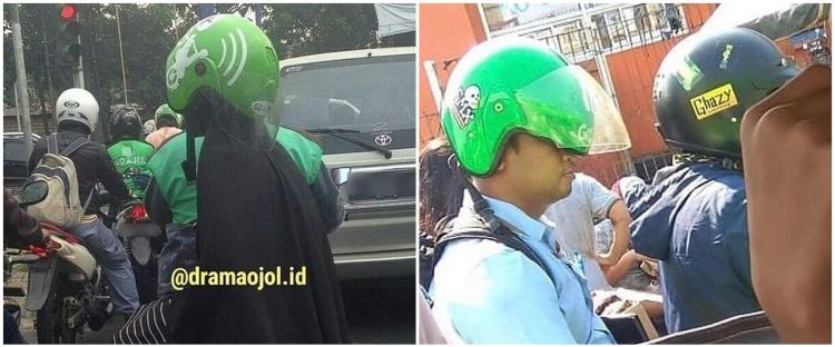 [KUIS] Dari pilihan gambar nyeleneh ini, kami tentukan cara kamu pakai helm saat naik ojek online