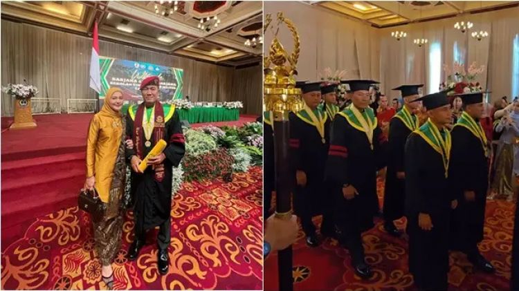 6 Momen Juliana Moechtar dampingi suami wisuda S2 di Sekolah Tinggi Hukum Militer, auranya terpancar