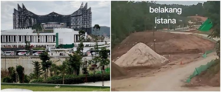 Dari depan tampak bangunan megah, penampakan bagian belakang istana IKN ini kondisinya tak terurus