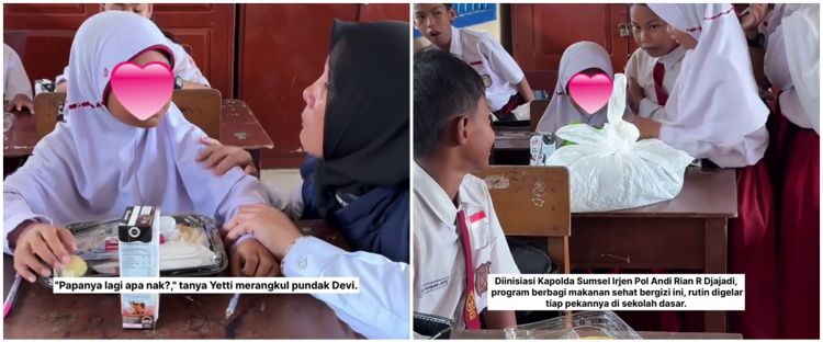 Siswi SD di Palembang ini rela simpan makan siang gratis untuk diberikan ke ibu, kisahnya bikin haru