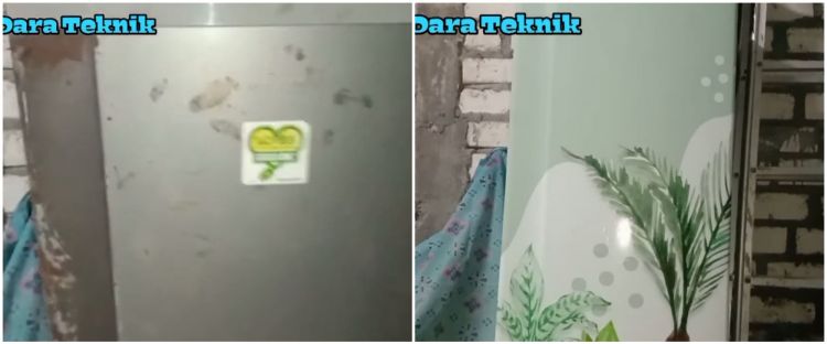 Trik bapak-bapak mengubah pintu kulkas kotor berkarat jadi estetik ini kreatif, tak sampai Rp40 ribu